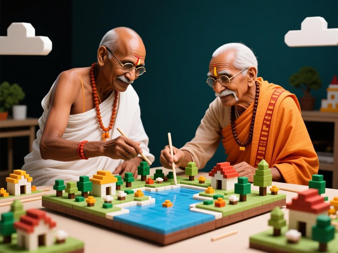 甘地二人组挑战手工建超平坦世界