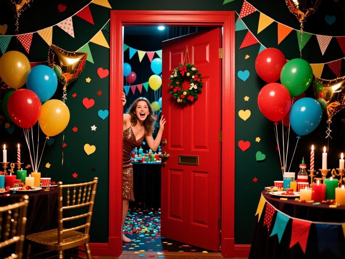 神秘红门后的惊喜派对
