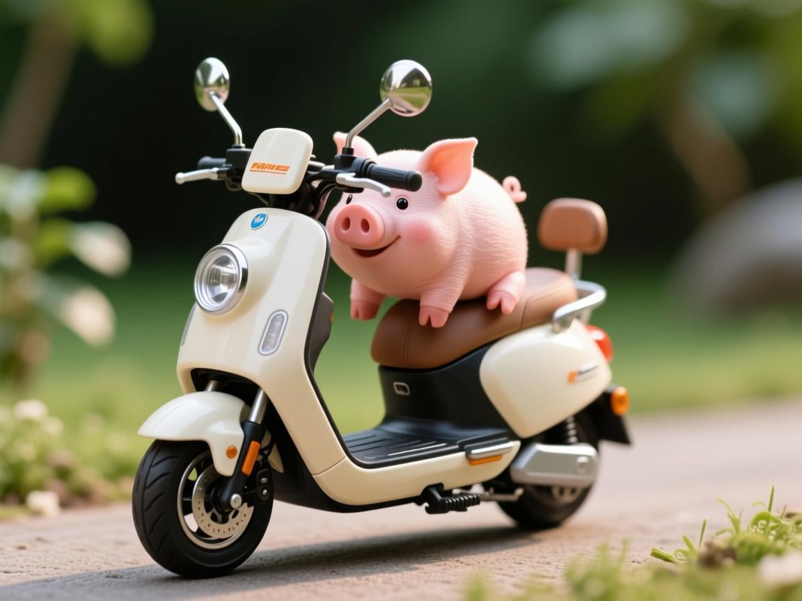 老外自制可骑MC小猪电车